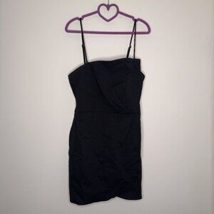 Lulus Asymmetric Mini Wrap Dress Black Size XL